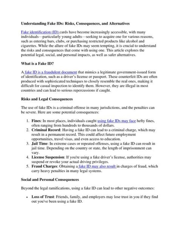 Understanding Fake IDs: Risks, Consequences, and Alternatives